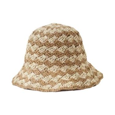 Imagem de Chapéu Balde de Palha para Verão - Proteção UV, Crochê, Viseira Solar,