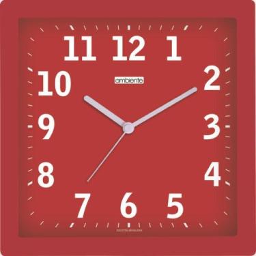 Imagem de Relógio De Parede Ambiente Ref: 119006-044 Vermelho Quadrado