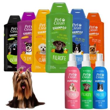 Imagem de Kit Shampoo Condicionador 700ml Perfume 120ml Banho Cão Gato - Pet Cle