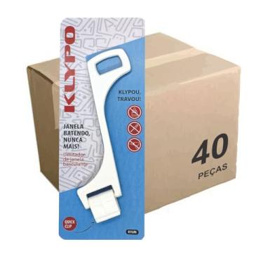 Imagem de NOVO KLYPO Limitador da Abertura de Janelas Basculantes 13 cm Cx. 40 peças (Branco)