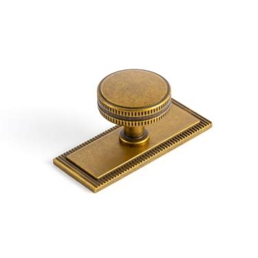 Imagem de Goo-Ki Puxadores de gaveta de armário de latão antigo com placa traseira ou espaçador, ferragens de cozinha de liga de zinco - pacote com 6 puxadores de barra de bronze retrô de bronze vintage para