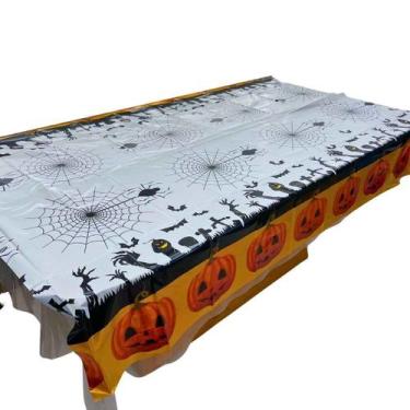 Imagem de Toalha De Mesa Plástica Metalizada 137x183cm Para Decoração De Hallowe