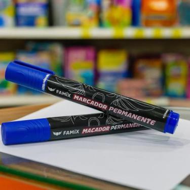 Imagem de Kit 2 Marcadores Permanentes Famix  Escolha a Cor, 2 AZUIS