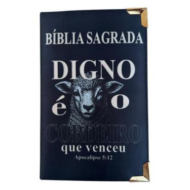 Imagem de Biblia Digno é o cordeiro com borda dourada ARC com Harpa capa dura ac