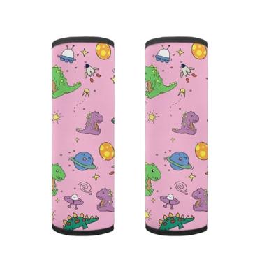 Imagem de Suohuicp Protetor de segurança para carro infantil capa de cinto de segurança almofada almofada crianças correias acessório oceano dinossauro panda tartaruga sereia (Dino Space Adventure)