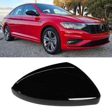 Imagem de OWITAI Capa de espelho retrovisor de porta preta brilhante compatível com Volkswagen Jetta 2019-2024, substituição de capa de espelho retrovisor de porta preta brilhante sem luz de seta para Jetta