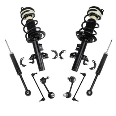 Imagem de TRQ Kit de suspensão dianteira e traseira conjunto completo de suporte e mola helicoidal amortecedor barra estabilizadora Link compatível com Chrysler 200 2015-2017