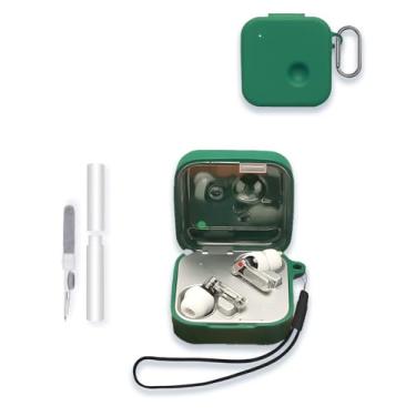 Imagem de Capa para fones de ouvido Nothing Ear 3 2025, protetor de silicone macio, portátil, resistente a arranhões, com kit de limpeza, mosquetão e cordão para Nothing Ear3, verde