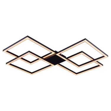 Imagem de Plafon de Sobrepor Perfil LED Integrado 96W Design Moderno Quarto Sala Escritorio Bivolt (Preto - Luz Neutra 4000K)