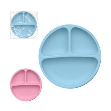 Imagem de Prato Silicone Baby com 3 Divisória Alimentação divertida Redonda - ar