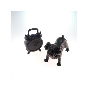 Imagem de Cofre Decorativo Relógio Rêtro De Cerâmica Preto 18x5x12 Cm