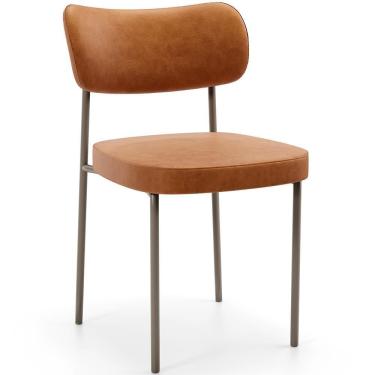 Imagem de Cadeira Decorativa Sala De Jantar Melina Base Arena L02 Couríssimo Canela - Lyam Decor