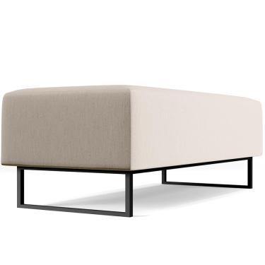 Imagem de Puff Decorativo Sala de Estar Bali W01 Base Ferro 120x50 cm Linho Cru - Lyam Decor