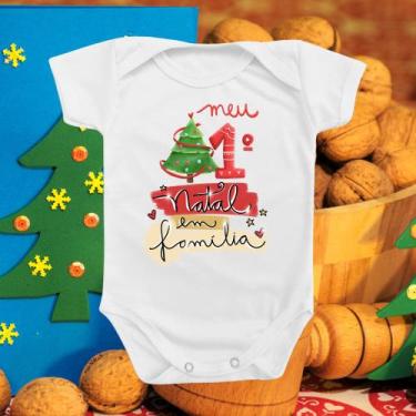 Imagem de Body de Bebê Roupinha Temático Meu Primeiro Natal em Família Menino Me