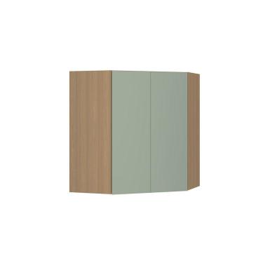 Imagem de Armário Aéreo Canto Diagonal 74cm 2 Portas Slim Luciane Móve Freijó/verde Jade