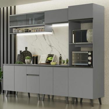 Imagem de Armário De Cozinha Completa 260cm Cinza Nice 06 Cinza