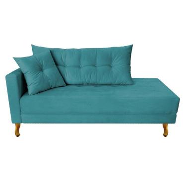 Imagem de Recamier Azura 160cm Com Almofada Lado Direito Suede Cor Azul Turquesa