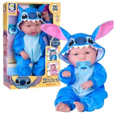 Imagem de Boneca Disney Baby Stitch Cotiplás em Vinil Macio com Roupinha em Teci