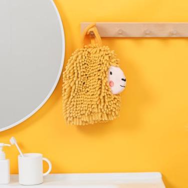Imagem de Tyrafry Linda toalha de mão de alpaca com laço para pendurar, toalha de banheiro animal para crianças, toalha absorvente de chenille super macia para cozinha, banheiro e quarto, amarela