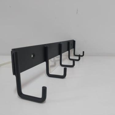 Imagem de Cabide Suporte De Parede De Aço Preto com 5 ganchos acompanha buchas e parafusos