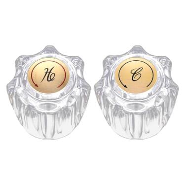 Imagem de 2 peças de substituição de maçanetas de chuveiro, alças de torneira de banheira de acrílico transparente quente e frio, substituição de puxadores de torneira de banheiro compatíveis com Delta/Delex