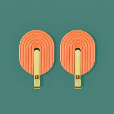 Imagem de 6 peças de gancho autoadesivo de plástico de parede multifuncional toalheiro de cozinha gancho forte porta bolsa traseira cabide de chapéu (laranja, 6 peças)