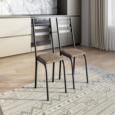 Imagem de Kit Com Duas Cadeiras De Cozinha 061 Preto- Rattan