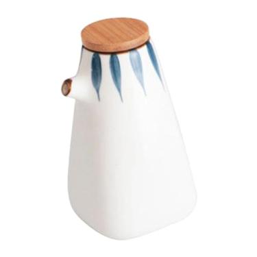 Imagem de ＫＬＫＣＭＳ Dispensador de óleo de cerâmica com tampa, bico dosador, ao calor, estilo japonês, pequeno, para cozinha, ideal para xarope, molho de soja, Style C
