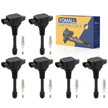 Imagem de YOMALL 6 bobinas de ignição UF617 + 6 peças de bobinas de ignição de irídio 90174 Pacote serve para 2008-2013 G37, 2014-2015 Q60, 2014-2019 Q70, 2009-2020 370Z 3,7L, bobina Conjunto de peças de