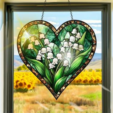 Imagem de Apanhador de sol de acrílico colorido, apanhadores de sol, decoração de janela pendurada com flores brancas, arte de parede de arco-íris, para quarto, varanda, interior e exterior, jardim, enfeites de