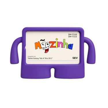 Imagem de Capa Infantil Para Tablet Galaxy Tab A Tela 10.1'' Polegadas T510 T515, Capinha Anti Impacto Case Mãozinha EVA Emborrachado Maleta Não Tóxico (Roxo)