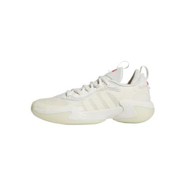 Imagem de adidas Tênis feminino de basquete Exhibit Select 2.0 Pro, Branco creme/branco-creme/vermelho lúcido, 38