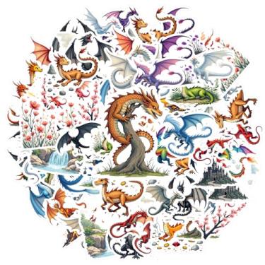 Imagem de 35 adesivos de dragão fantasia mítica DIY divertidos para mala, geladeira, telefone, bagagem, laptop, guitarra, carro, adesivo, brinquedos, guitarra, faça você mesmo, bicicleta, skate, laptop, bagagem