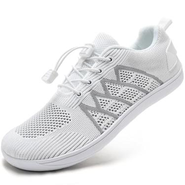 Imagem de WateLves Wide Water Shoes Tênis masculino feminino minimalista para caminhada, praia, casual, sola zero drop, Branco/Cinza, 14.5 Wide Women/13 Wide Men