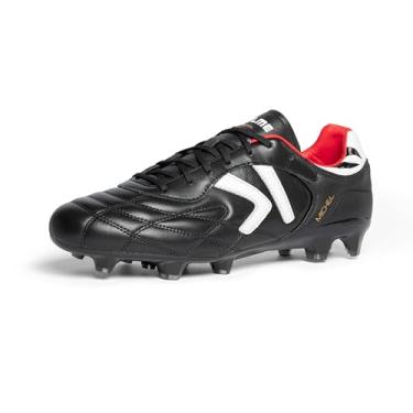 Imagem de KELME Chuteiras de futebol masculinas de couro de bezerro profissional para atividades ao ar livre firme multi Ground Tênis de futebol unissex adulto, Preto, 39