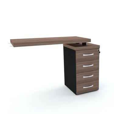 Imagem de Mesa De Escritório Complemento 104 X 45 Cm Pé Gaveteiro 4 Gavetas Pe40 Em Mdp Walnut