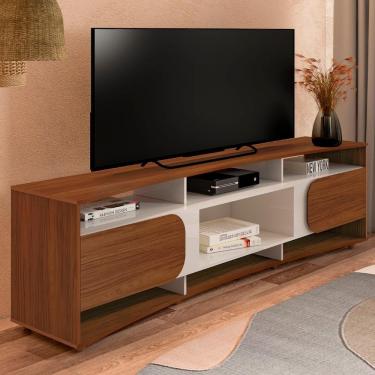 Imagem de Rack Tv 86 Polegadas 220cm Com 2 Portas Reno Cedro Off White A09 - Mpozenato