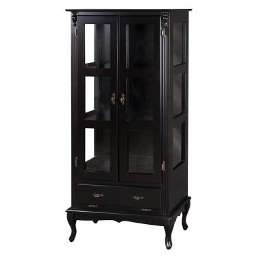 Imagem de Cristaleira Antique Alta 2 Portas de Vidro e 1 Gaveta Preta