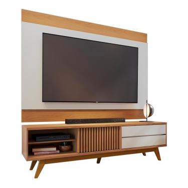 Imagem de Rack Bancada Veneza Com Painel Nilo Freijó/off White Matte Para Tv Até 75” - Colibri Freijó/off White Matte