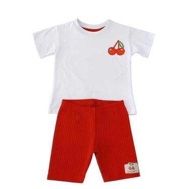 Imagem de Conjunto Infantil Menina Blusa E Ciclista Cerejinha Vermelho-Feminino