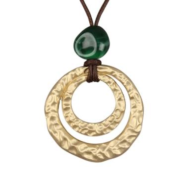 Imagem de Bjesinmo Colares longos e grossos para mulheres, boho grande, pingente de ouro, colar hippie, bijuterias, acessórios, Couro sintético, Sem Pedra Preciosa