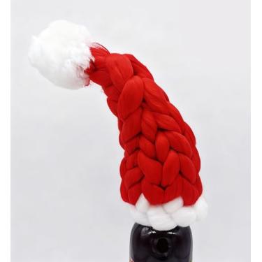 Imagem de Chapéu de Natal, capa de garrafas de vinho, suportes de talheres de Natal, decorações de jantar de mesa de festa de Natal, chapéus de Papai Noel de malha para artesanato, decoração de Natal em casa