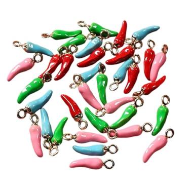 Imagem de ARTISAMILY 20 peças de pingentes esmaltados de liga de pimenta, fofo, pulseira vegetal, chaveiro, pingentes, pingentes de metal de pimenta, pingentes de brincos fofos 18 x 5 mm para fazer joias