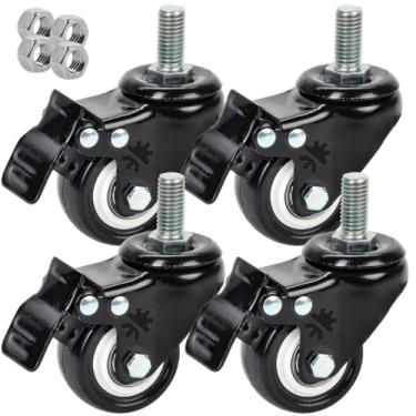 Imagem de Kit 4 Rodinhas Para Moveis Pesados Tipo Parafuso Com Trava (M8)