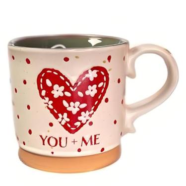 Imagem de Caneca de café e chá de cerâmica fofa de 425 g, caneca Heart You and Me, segura para lava-louças, micro-ondas, xícara de chá para namorada amada, canecas de café presente para mulheres e homens