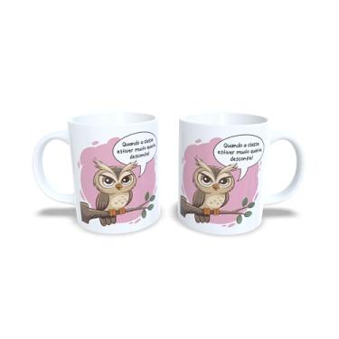 Imagem de Caneca de Cerâmica Corujinha Conselheira, Branca, 325ml, Design Divertido com Ilustração de Coruja (19001)
