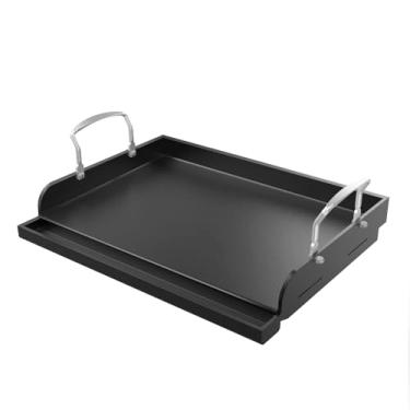 Imagem de Chapa para churrasqueira a gás, inserção de chapa de ferro fundido de topo plano para churrasqueira a gás ao ar livre, frigideira Teppanyaki com revestimento antiaderente de 43 cm x 33 cm para Weber
