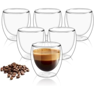Imagem de Conjunto de 2 Copos de Vidro Duplo para Café Espresso, Parede Dupla, Transparente, Design Moderno
