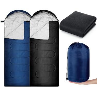 Imagem de Tranqun 3 peças, 3 peças/6 peças de sacos de dormir de acampamento para adultos, à prova d'água, conjunto de tapetes de tenda, forro de algodão, leve, equipamento de acampamento, mantenha quente e