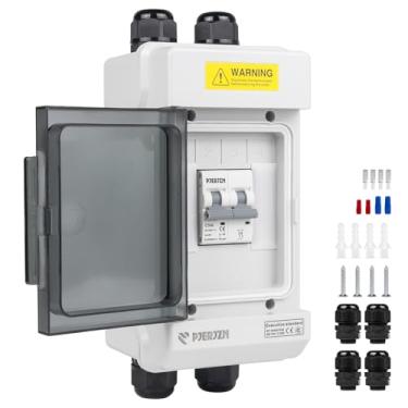 Imagem de Pjerjzn Interruptor de desconexão de painéis solares 30A 1000VDC PV interruptor de desligamento 1 em 1 caixa de disjuntor IP66 à prova d'água à prova de UV
